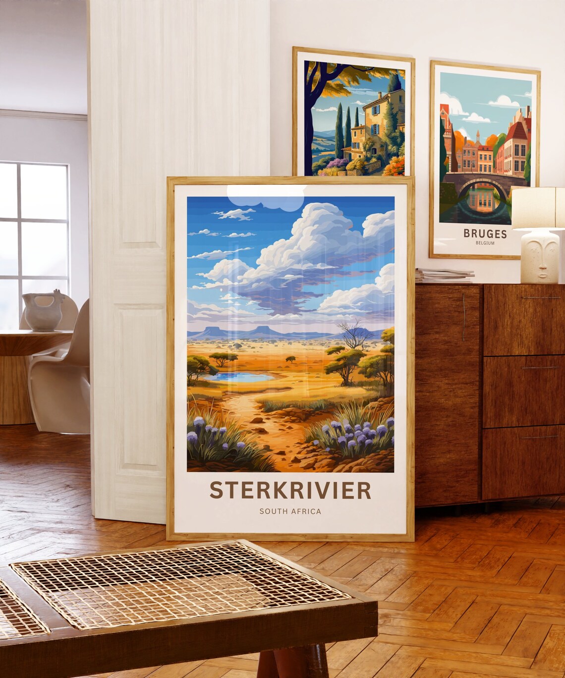 Personalized Sterkrivier South Africa Savanna Waterhole Travel Poster - Image 5