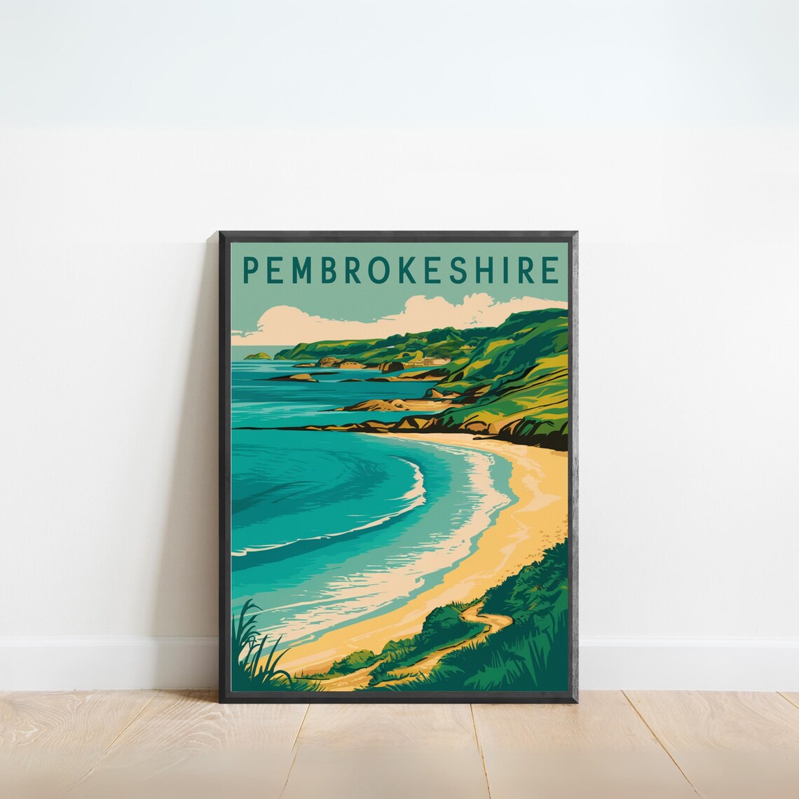 Pembrokeshire Vintage Travel Poster, Wales