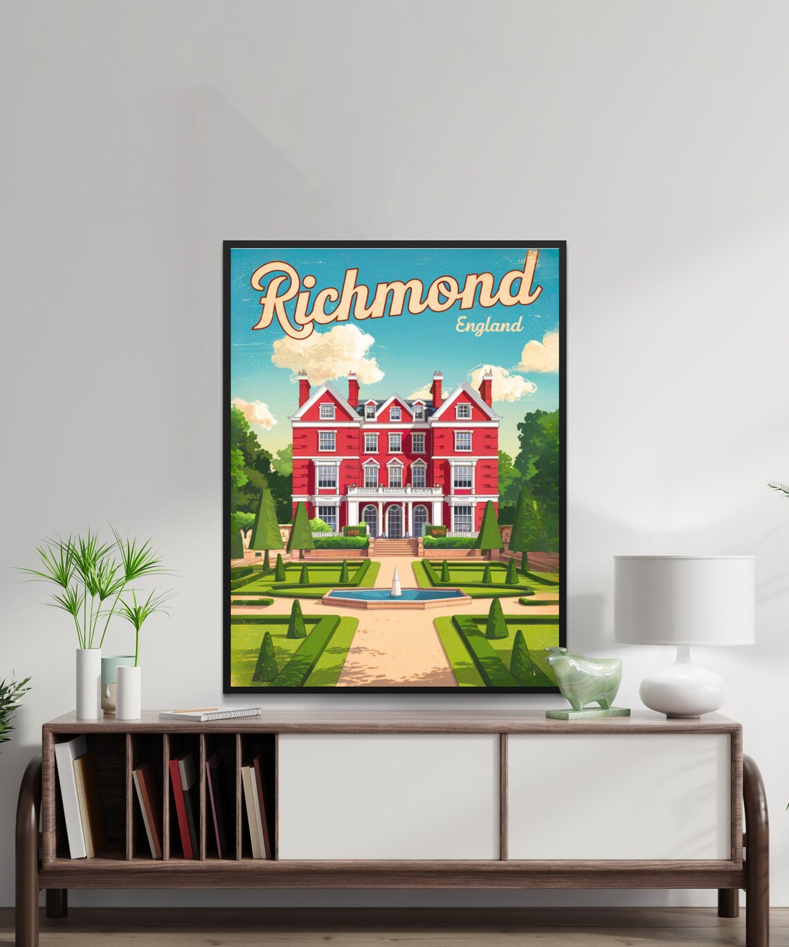 Richmond England Historic Red Brick Manor Garden Art Travel Poster - Image 3
