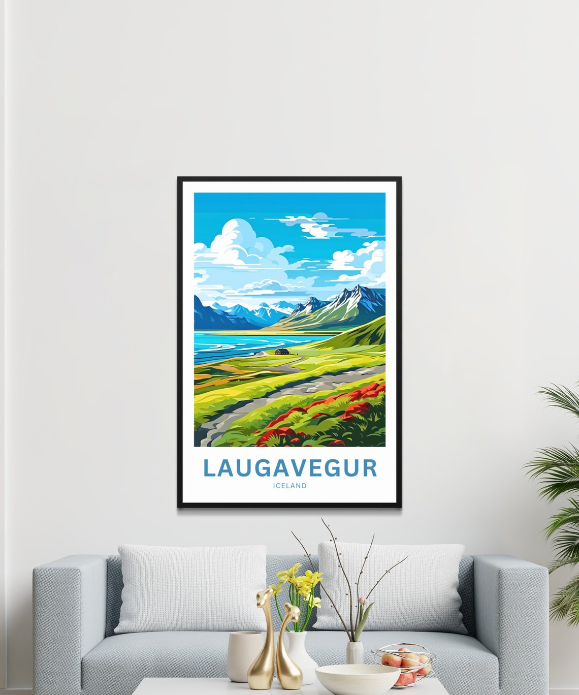 Laugavegur Iceland Personalized Green Valley Trail Art Poster - Image 3