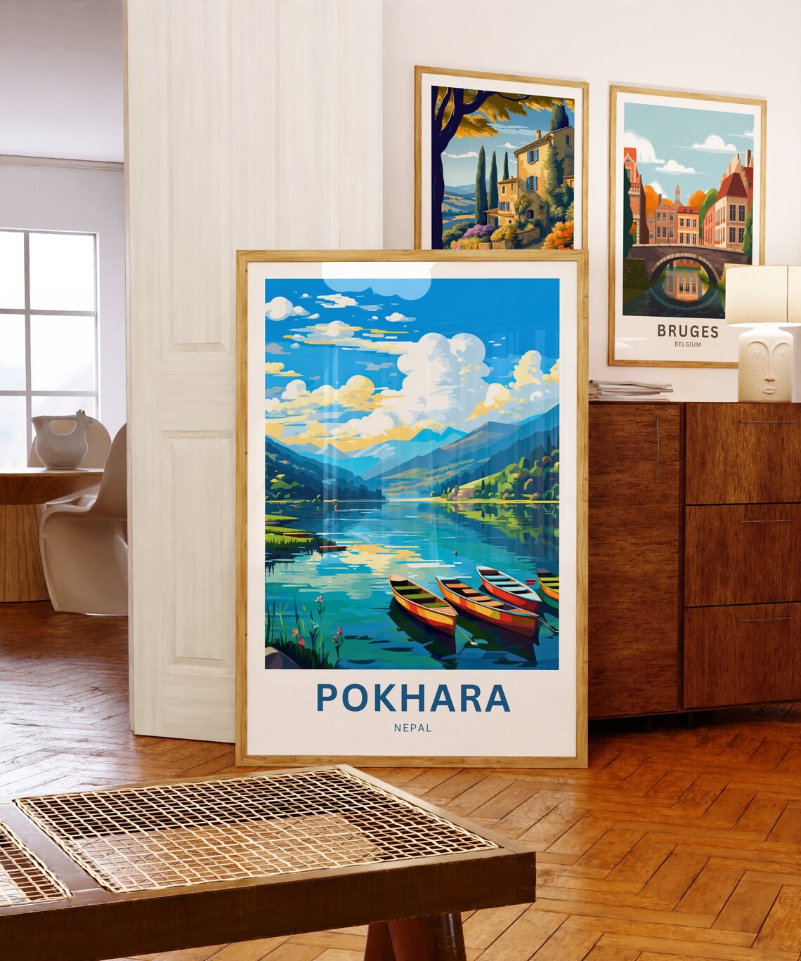 Personalized Pokhara Nepal Colorful Boats on the Lake Poster - Image 5