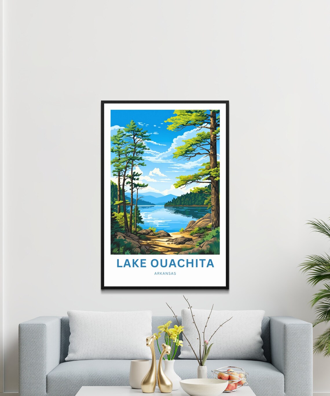 Lake Ouachita Arkansas Pine Lake Scene Custom Text Travel Poster Art - Image 3
