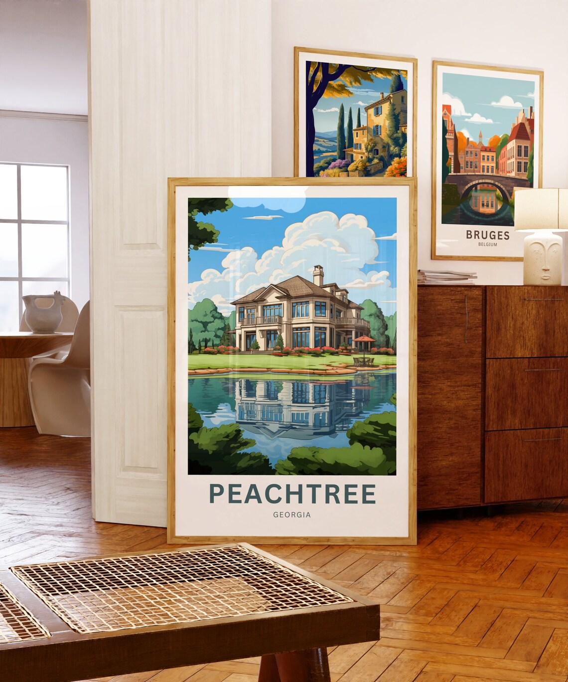 Peachtree Georgia Grand Lakeside Mansion Personalized Poster - Image 5