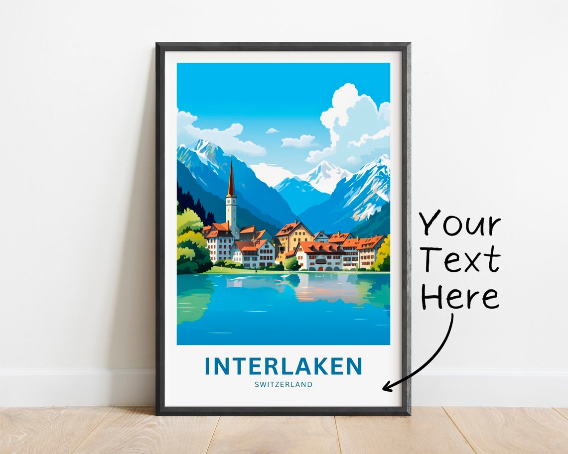 Personalized Interlaken Switzerland Lake Reflection Travel Poster