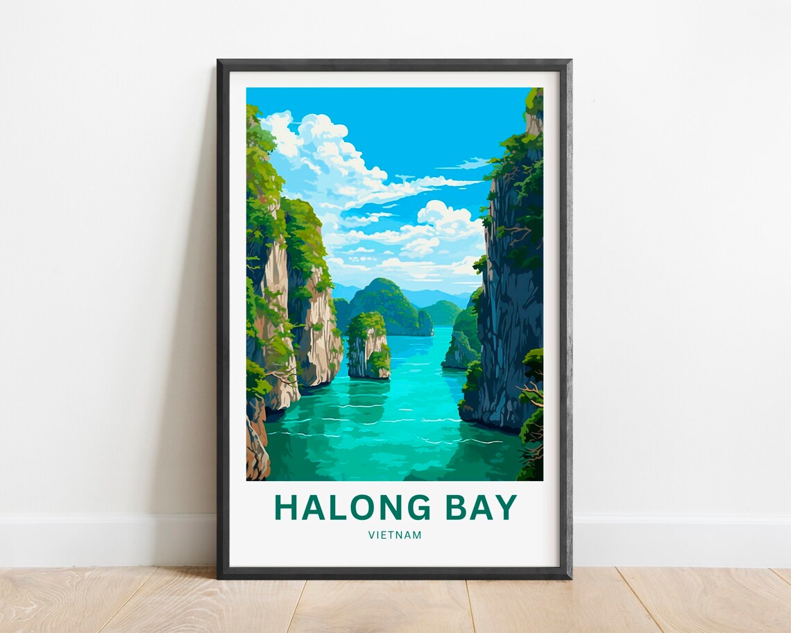 Halong Bay Vietnam Limestone Karsts Turquoise Waters Travel Poster