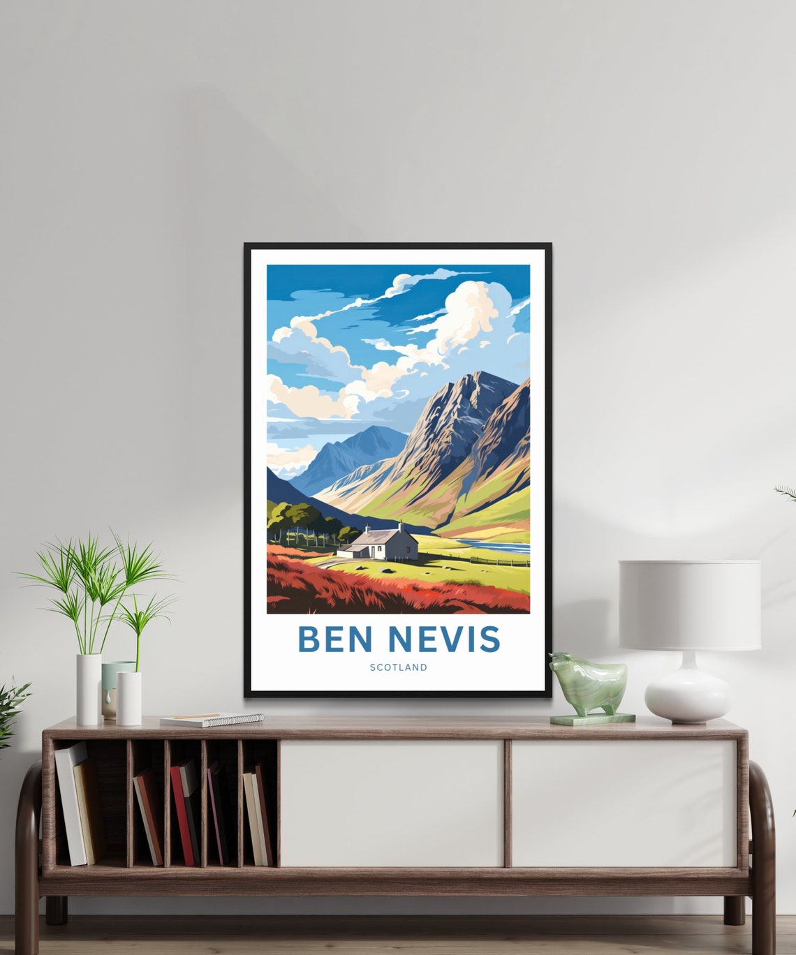 Ben Nevis Scotland Highland Cottage and Rugged Peaks View Poster - Image 3