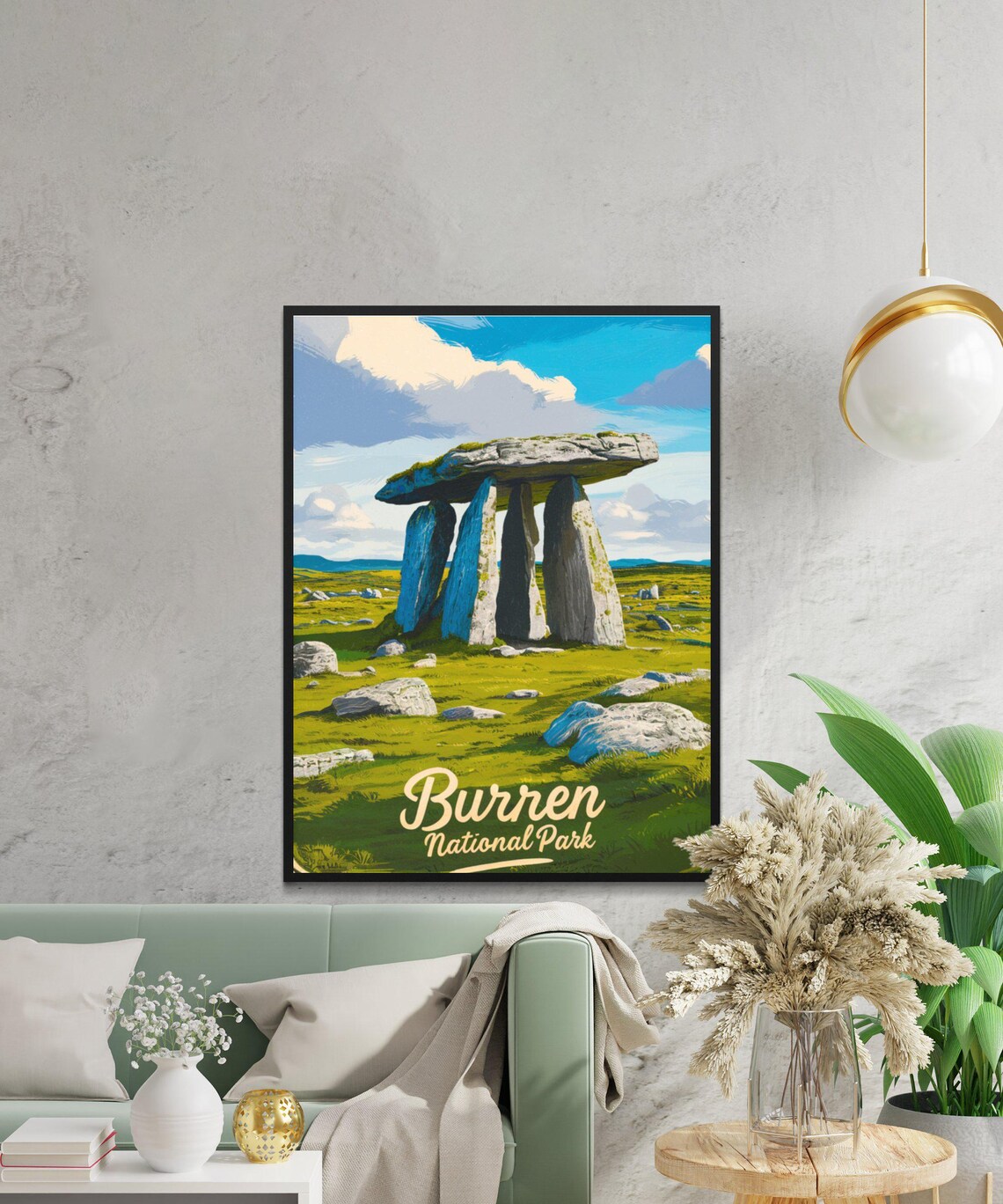 Burren National Park Ireland Travel Poster Poulnabrone Dolmen Stones - Image 3