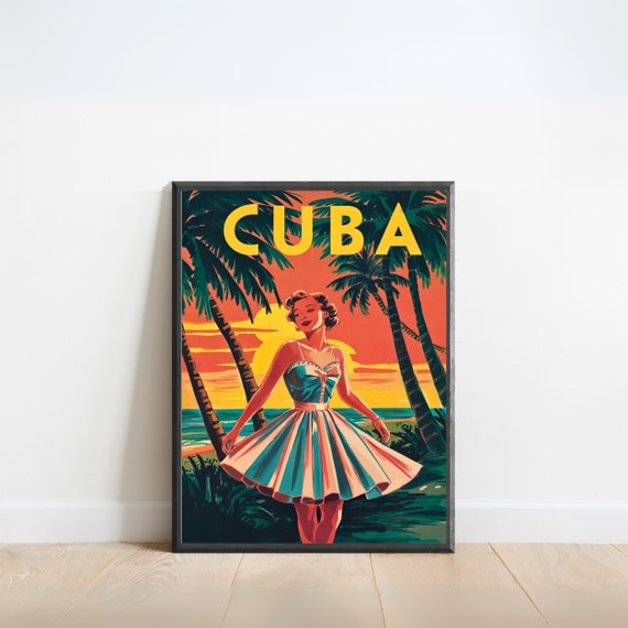 Vintage Travel Poster Print Caribbean Wall Art Framed Gift Present