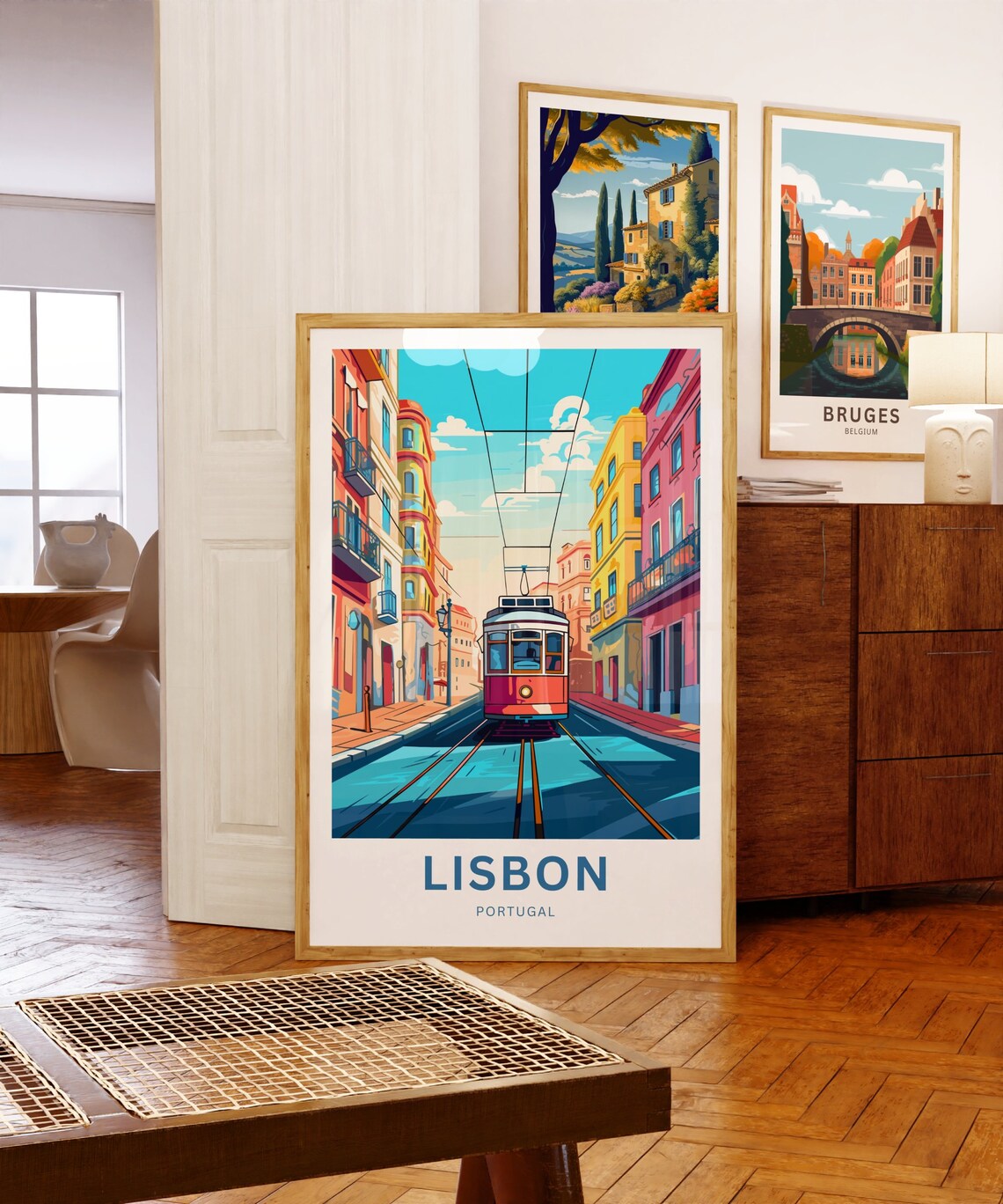 Personalized Lisbon Portugal Classic Tram Street Scene Travel Poster - Image 5