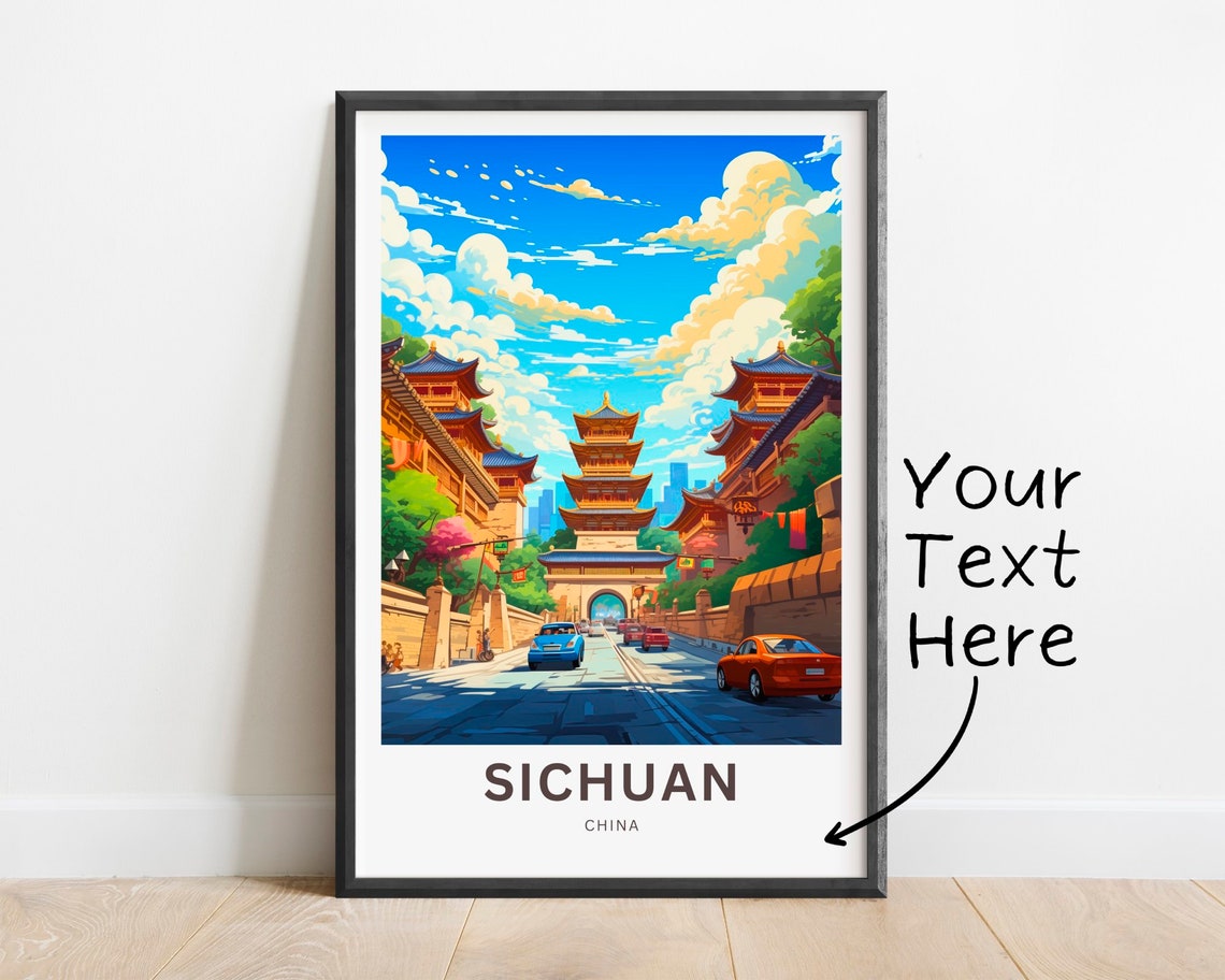 Sichuan China Ancient Pagoda Street Personalized Travel Poster