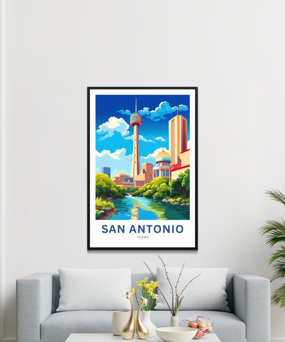 San Antonio Texas Tower of the Americas River View Travel Poster - Image 3
