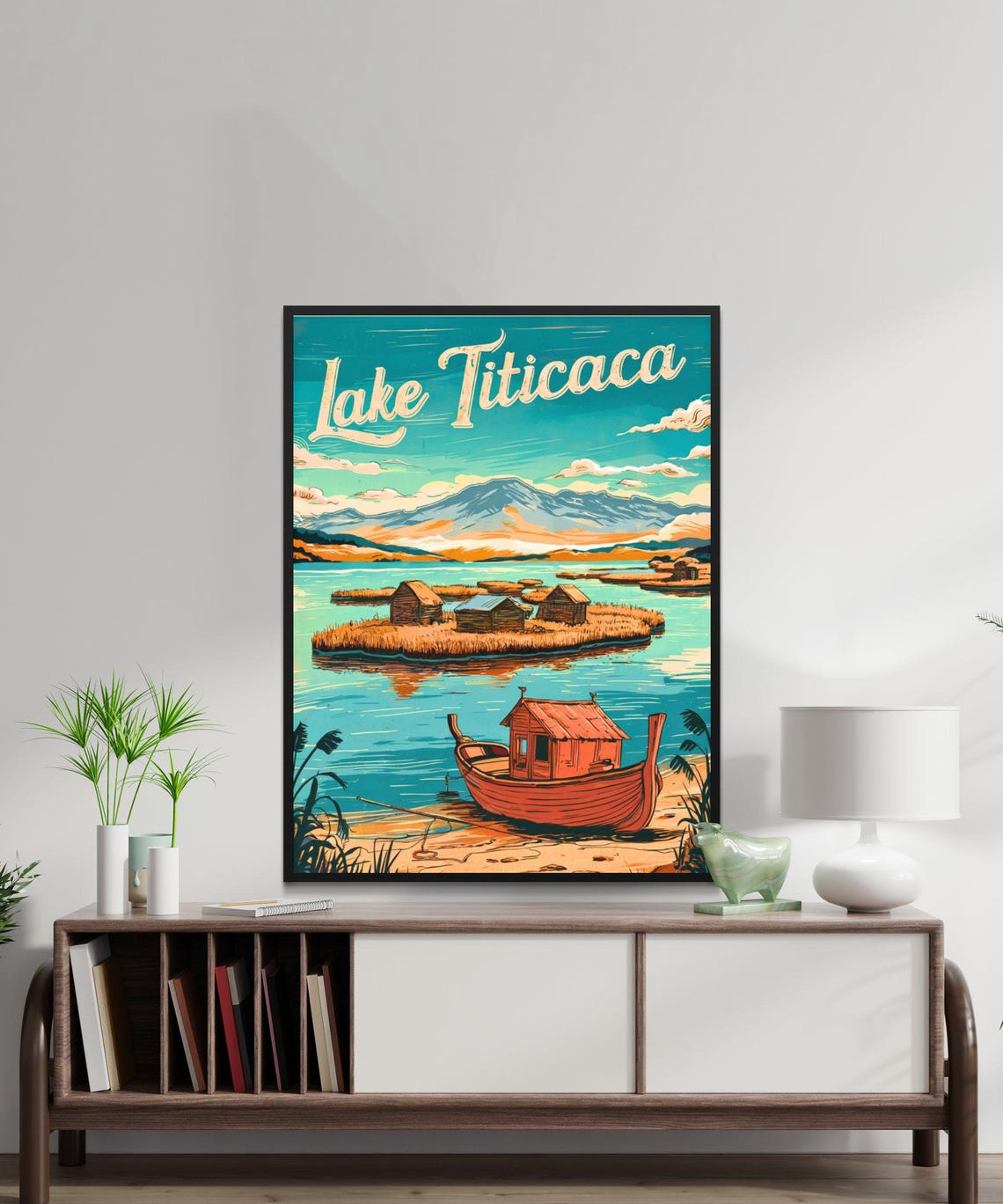 Lake Titicaca Floating Reed Islands Boat Vintage Travel Poster - Image 4