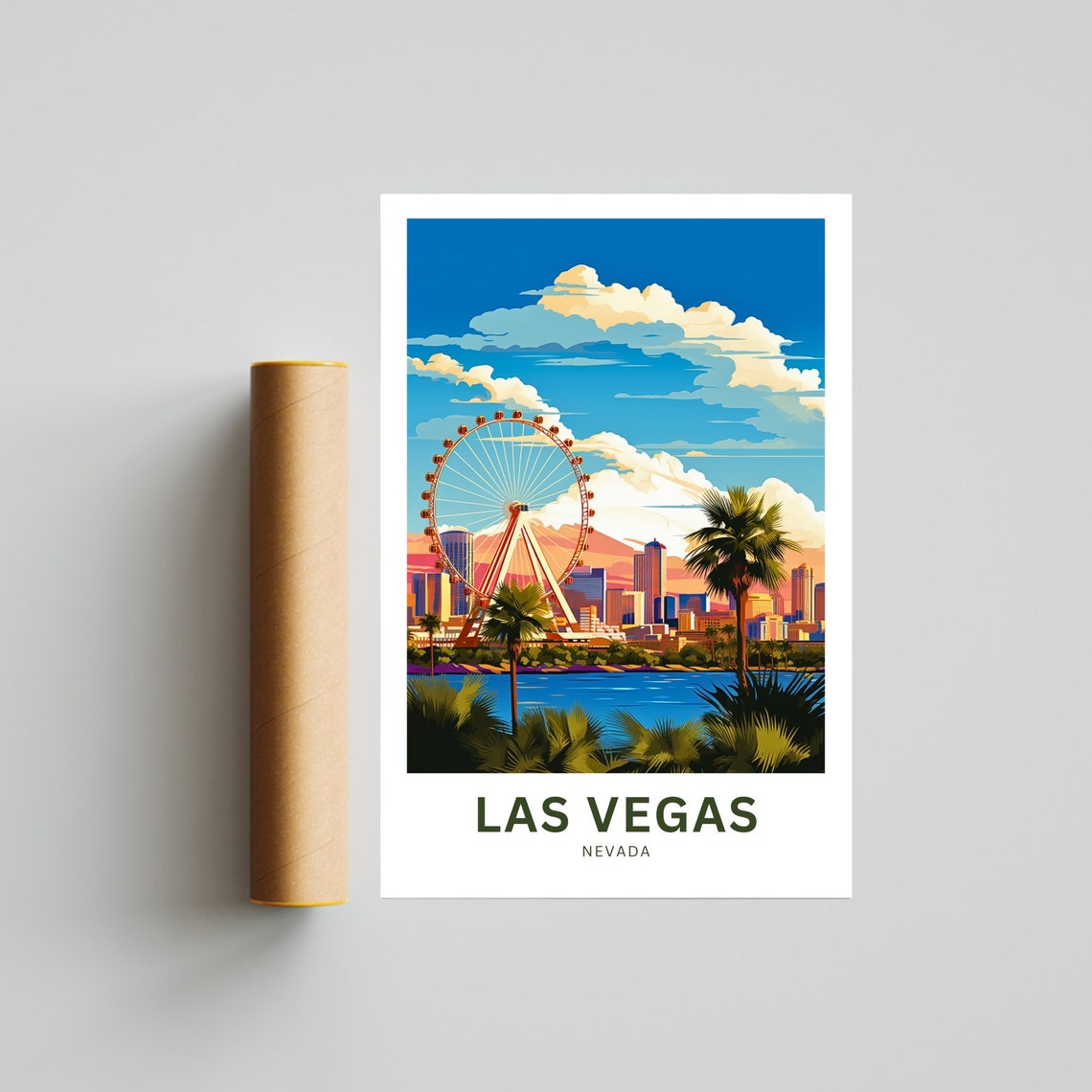 Las Vegas Nevada Custom High Roller Wheel Skyline Travel Poster - Image 4