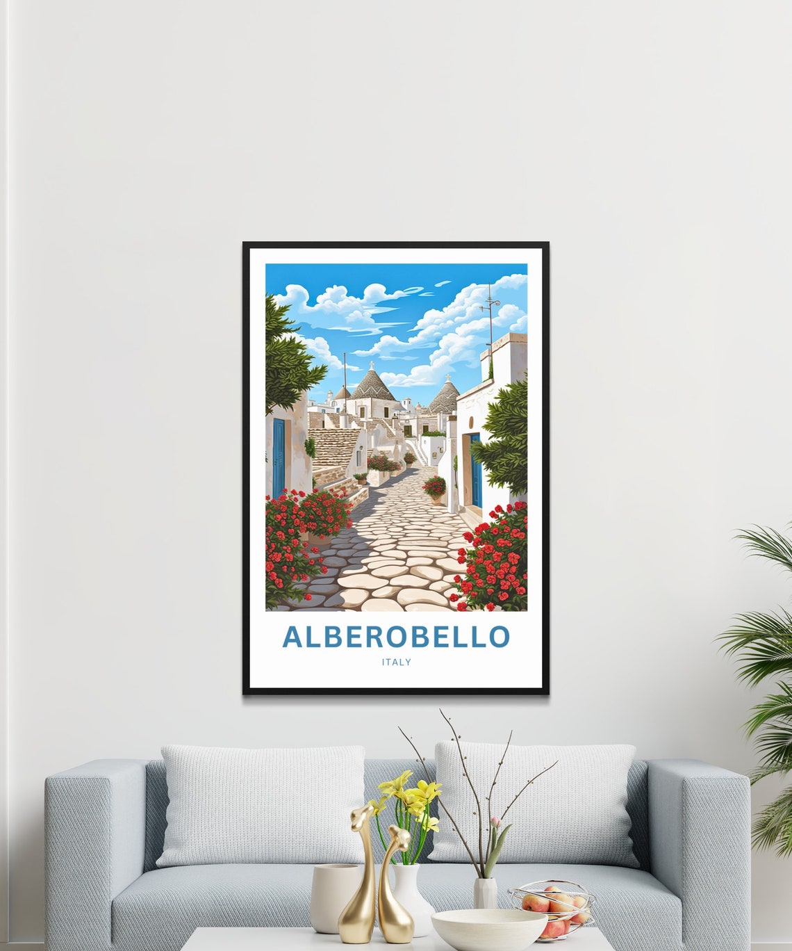 Personalized Alberobello Italy White Trulli Lane Gift Poster - Image 3
