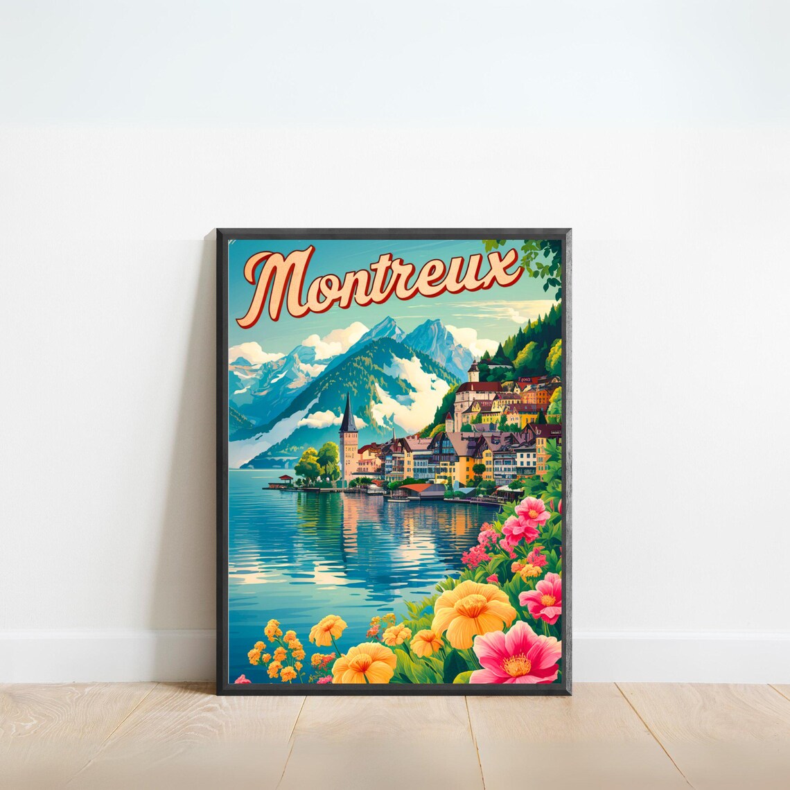 Montreux Vintage Travel Poster, Switzerland Art Print