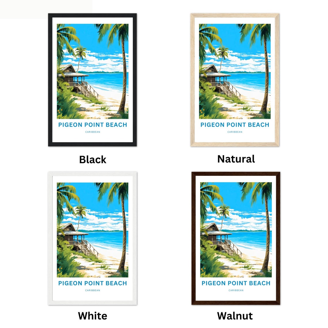 Personalized Pigeon Point Beach Travel Print Pigeon Point Beach Poster Tobago Wall Art Framed Present Gift Caribbean Present Custom