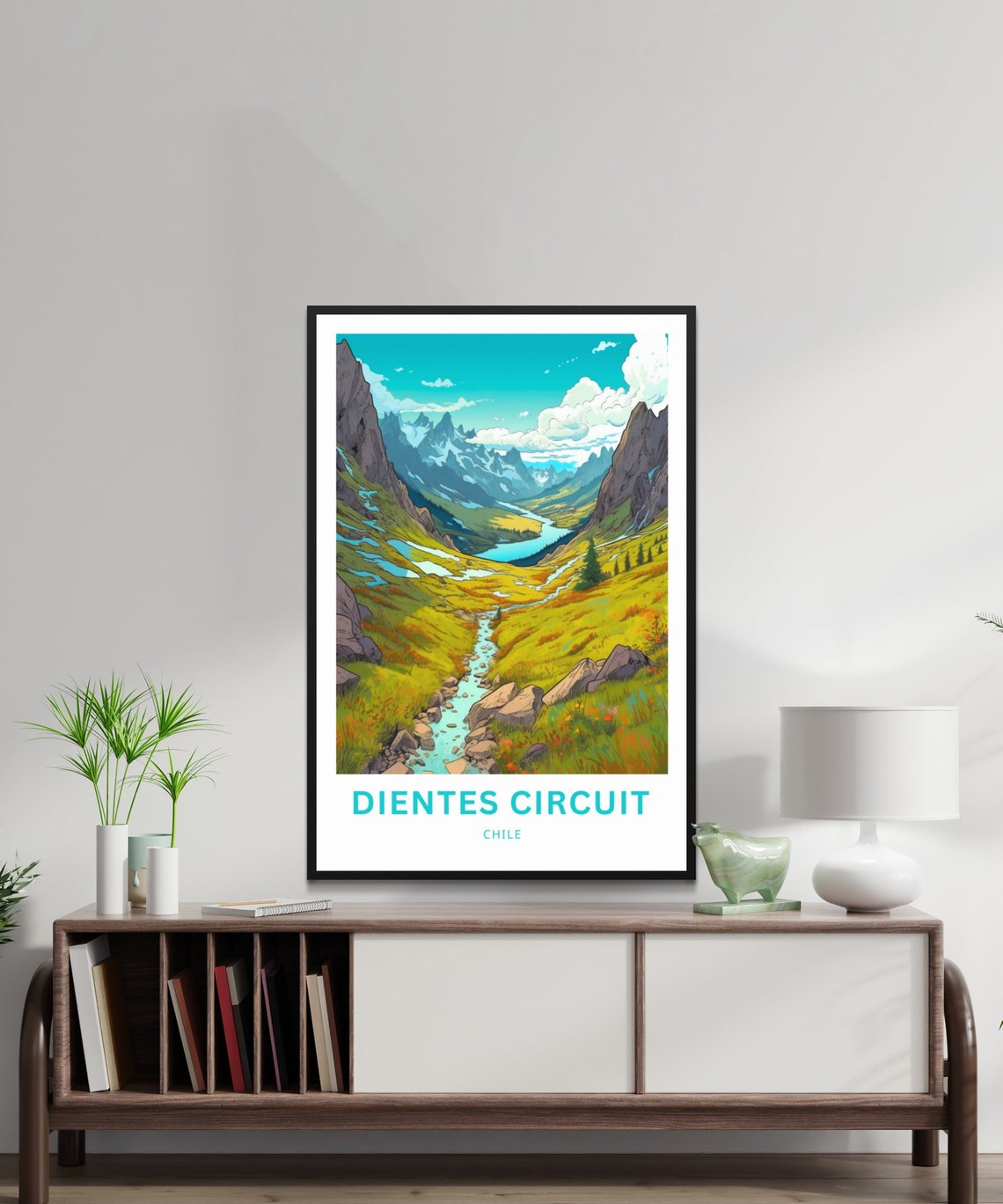 Dientes Circuit Chile Alpine Stream Golden Meadow Peak Vista Poster - Image 2
