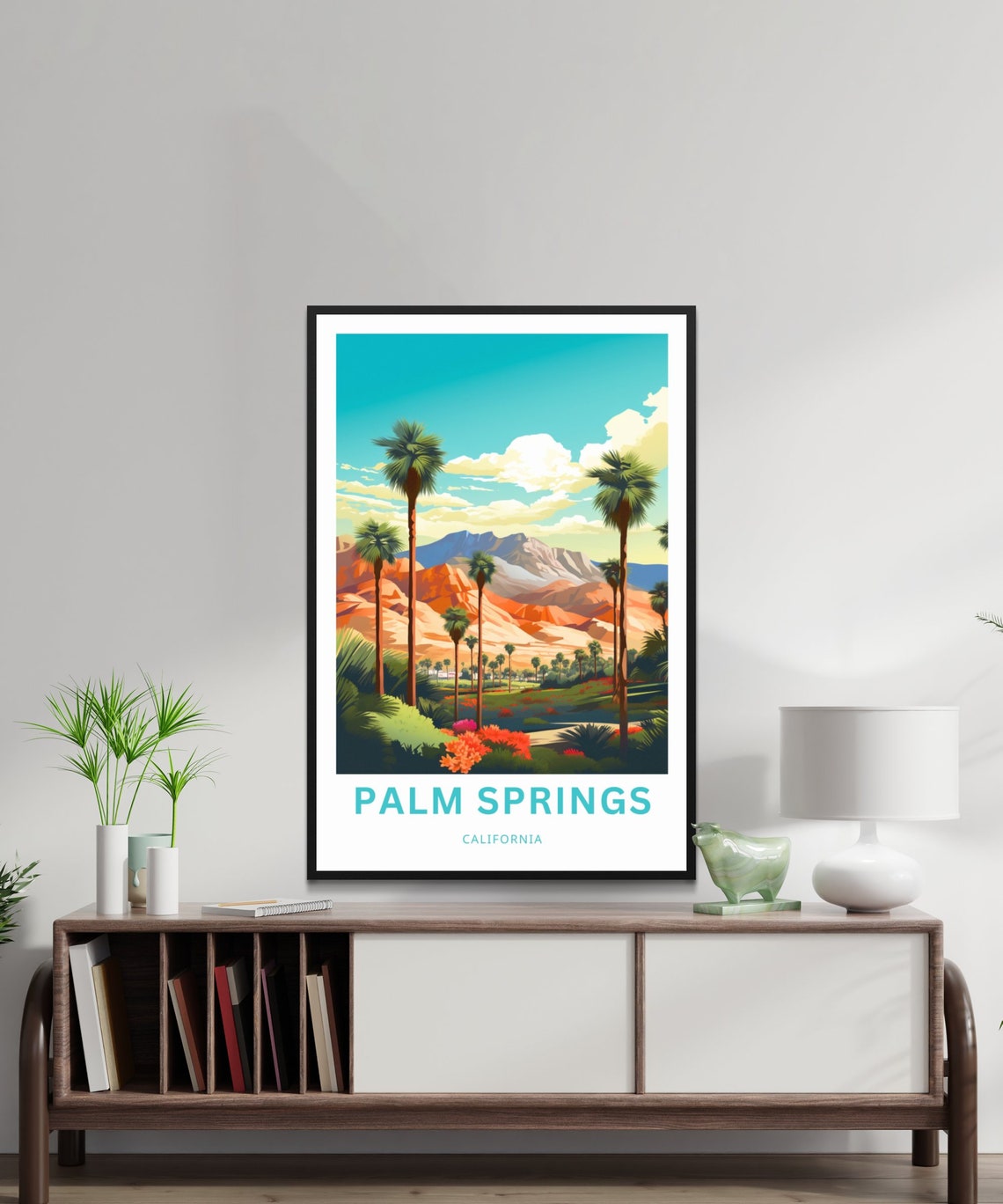 Palm Springs California Desert Palms Mountain Valley Travel Poster - Image 2