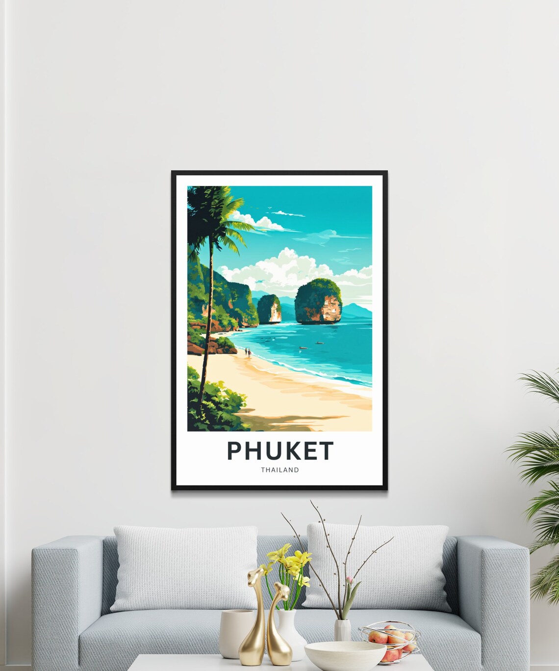 Personalized Phuket Thailand Island Beach Custom Text Travel Poster - Image 3
