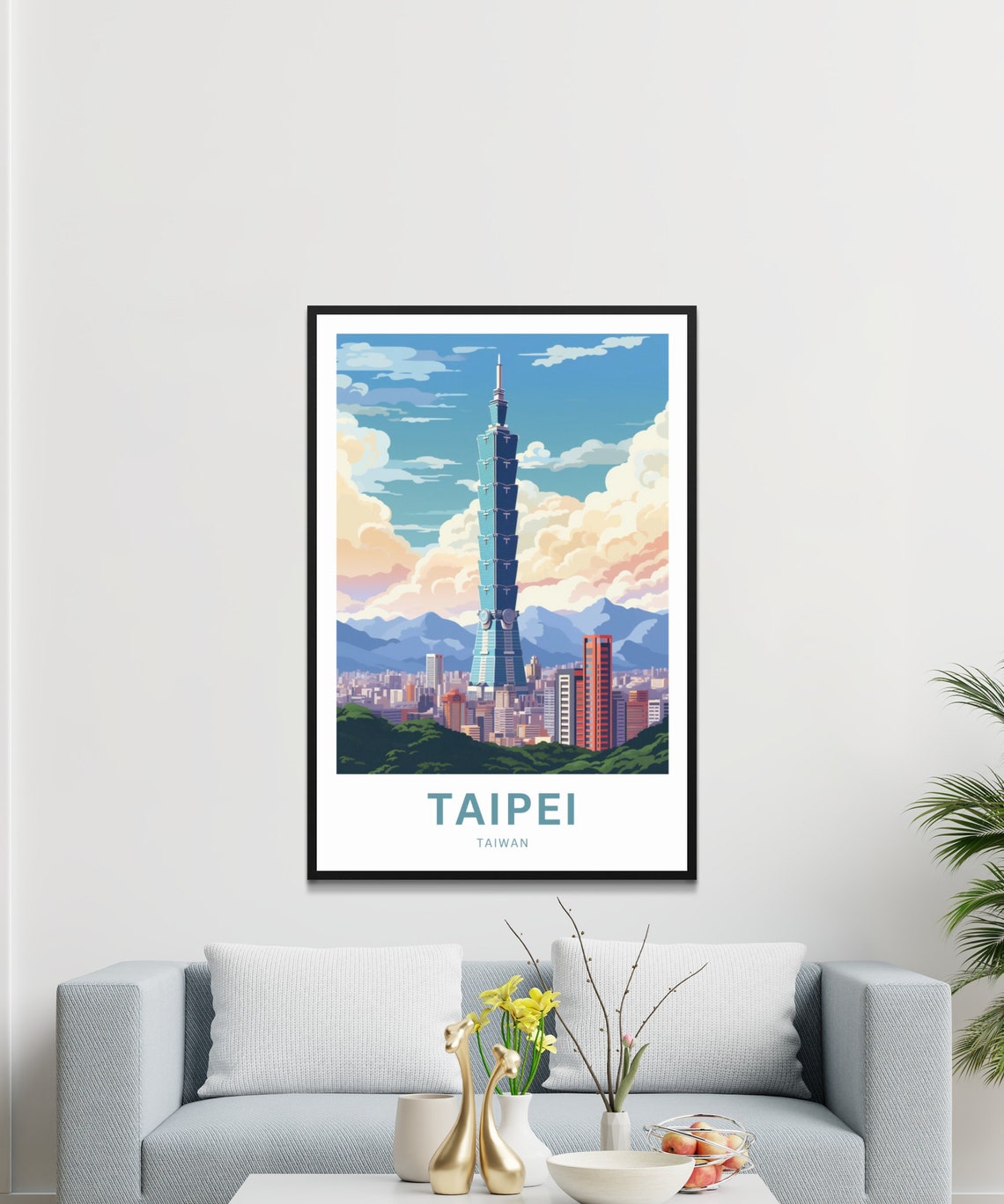 Taipei Taiwan Travel Poster Taipei 101 Skyscraper City Skyline Art - Image 3