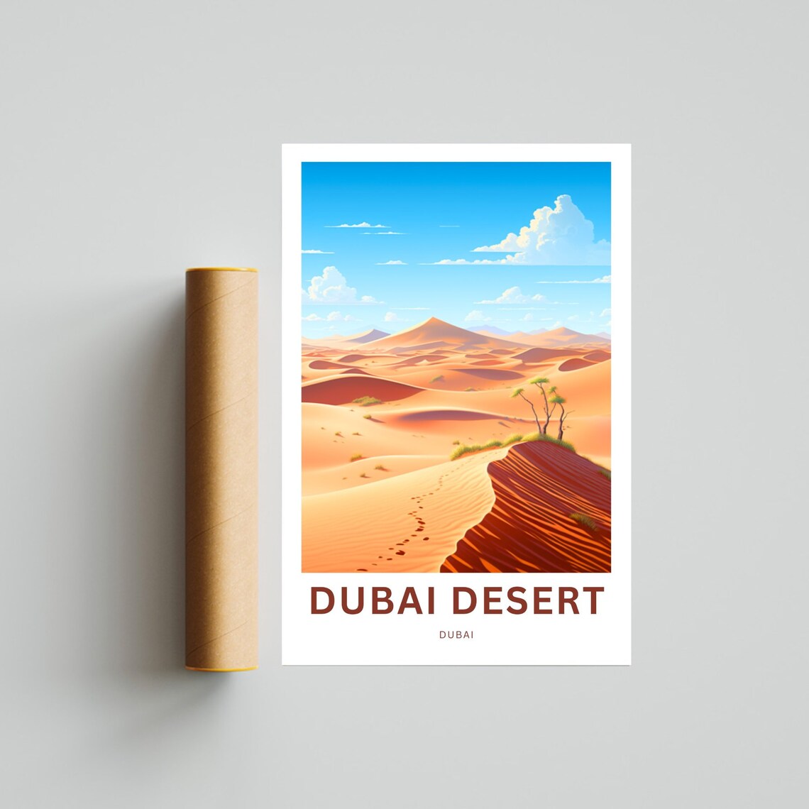 Dubai Desert Golden Sand Dunes Footprint Trail Travel Poster - Image 4