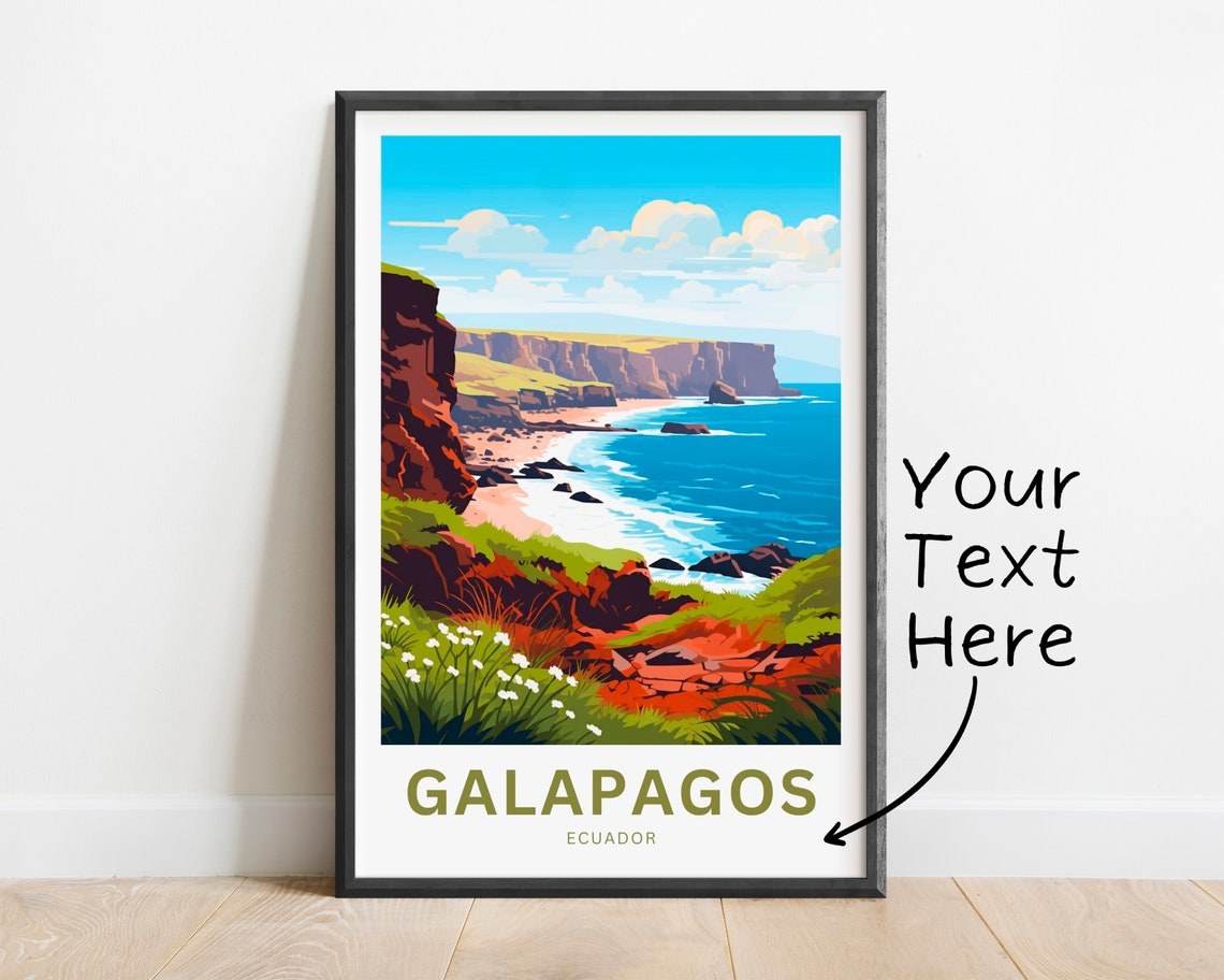 Personalized Galapagos Island Travel Print Galapagos Island Poster Ecuador Wall Art Framed Present Gift Ecuador Present