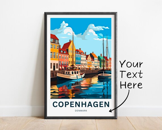 Personalized Copenhagen Denmark Nyhavn Harbor Custom Text Poster
