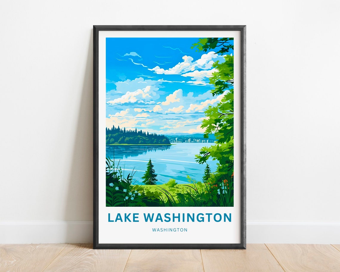 Lake Washington Distant City Skyline Across the Water Poster