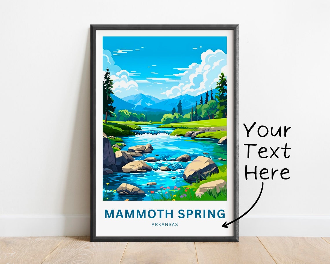 Mammoth Spring Arkansas Mountain Stream Rocks Custom Travel Poster