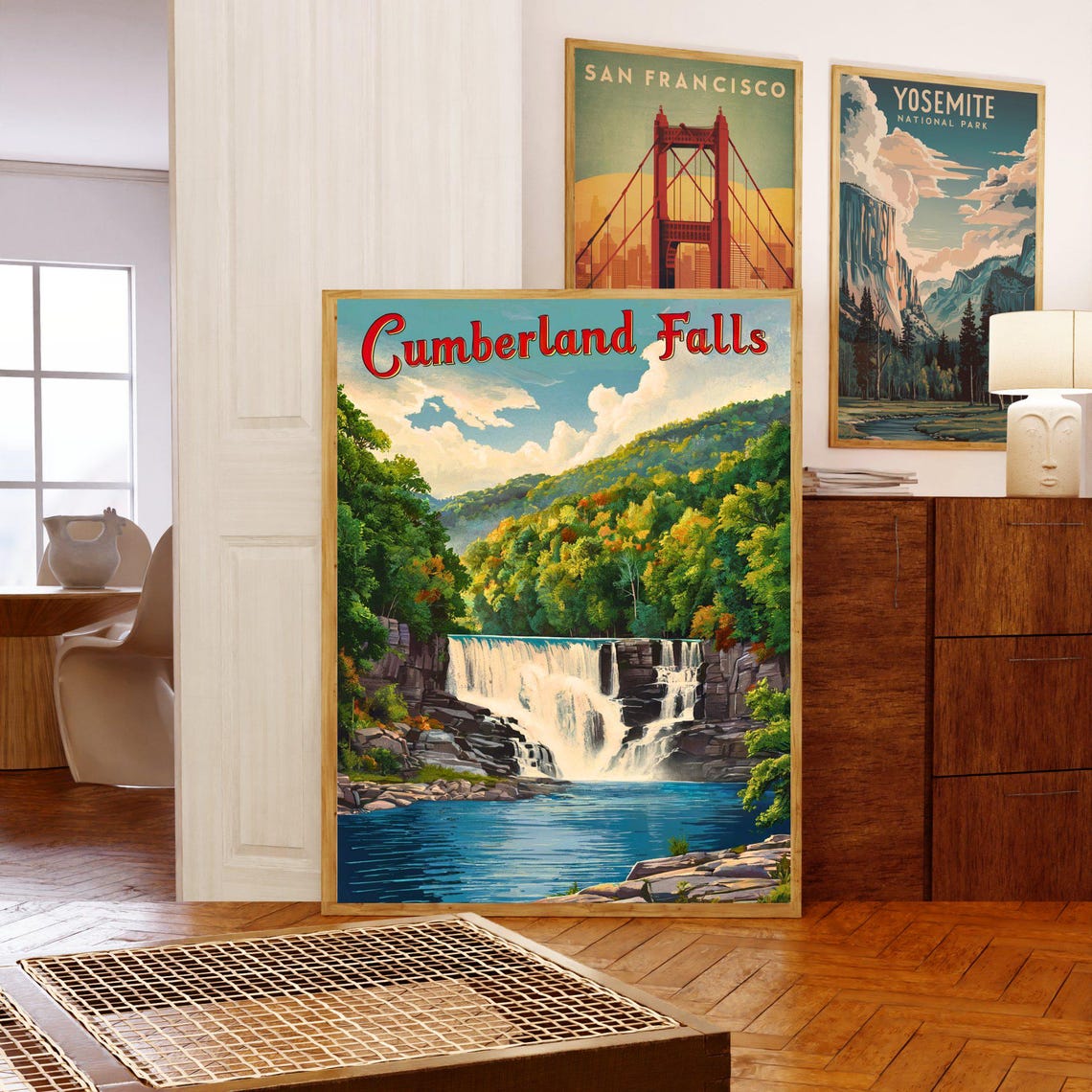 Cumberland Falls Autumn Forest Waterfall Vintage Travel Poster - Image 5