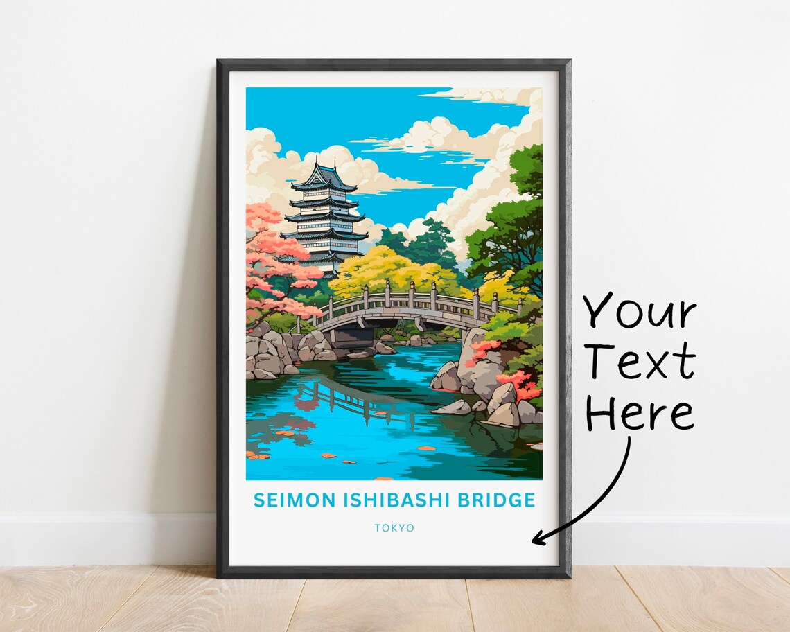Personalized Seimon Ishibashi Bridge Tokyo Pagoda Garden Poster