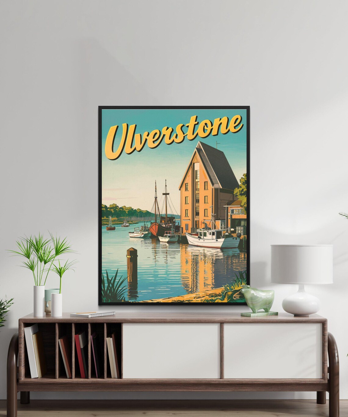 Ulverstone Harbor Vintage Boats Warehouse Waterfront Travel Poster - Image 3