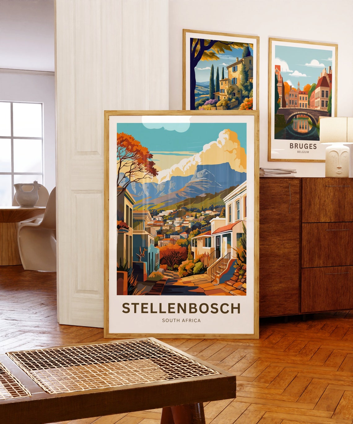 Stellenbosch South Africa Hillside Village Mountain View Poster - Image 5
