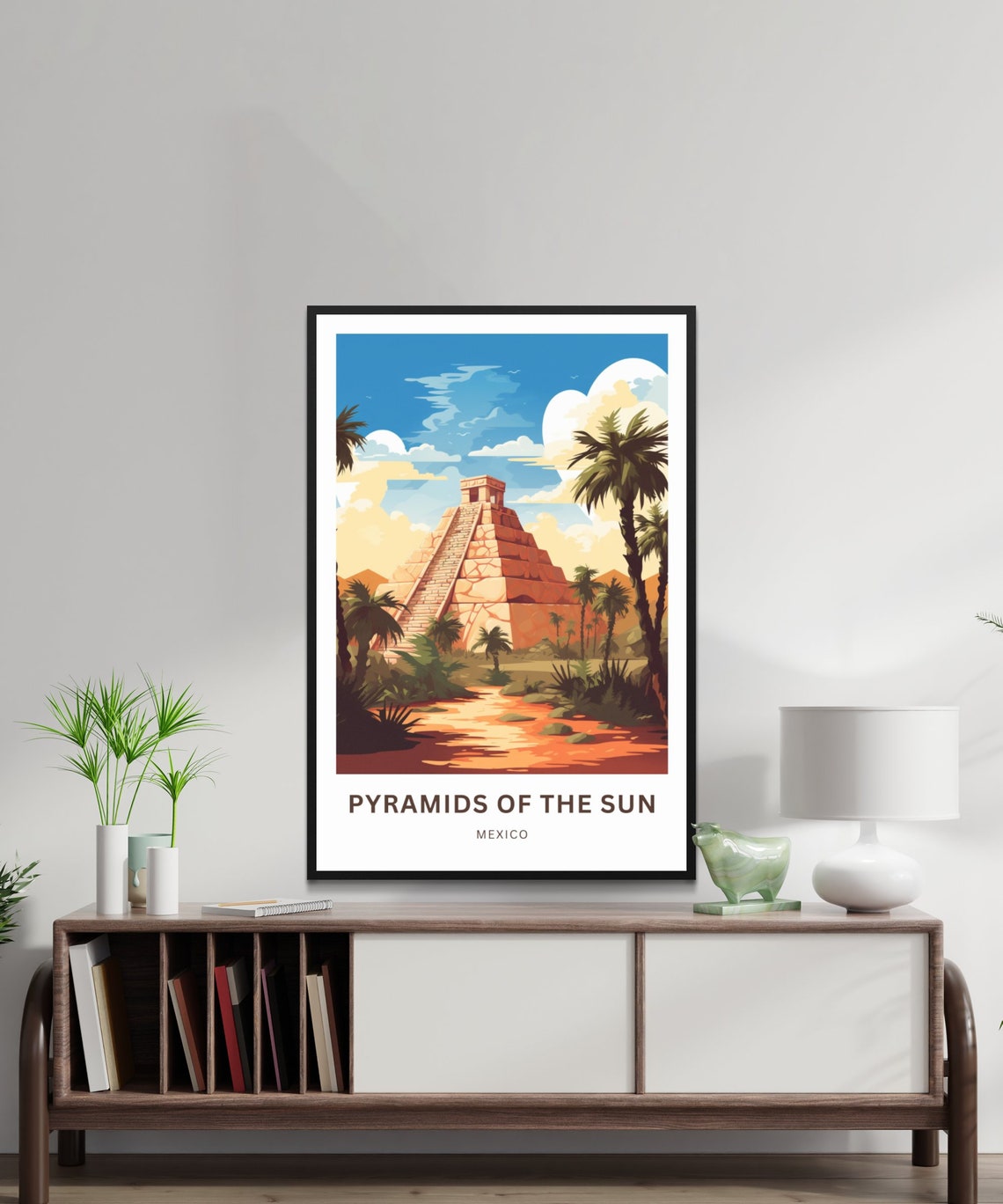 Pyramids Of The Sun Mexico Personalized Sunset Jungle Travel Poster - Image 2