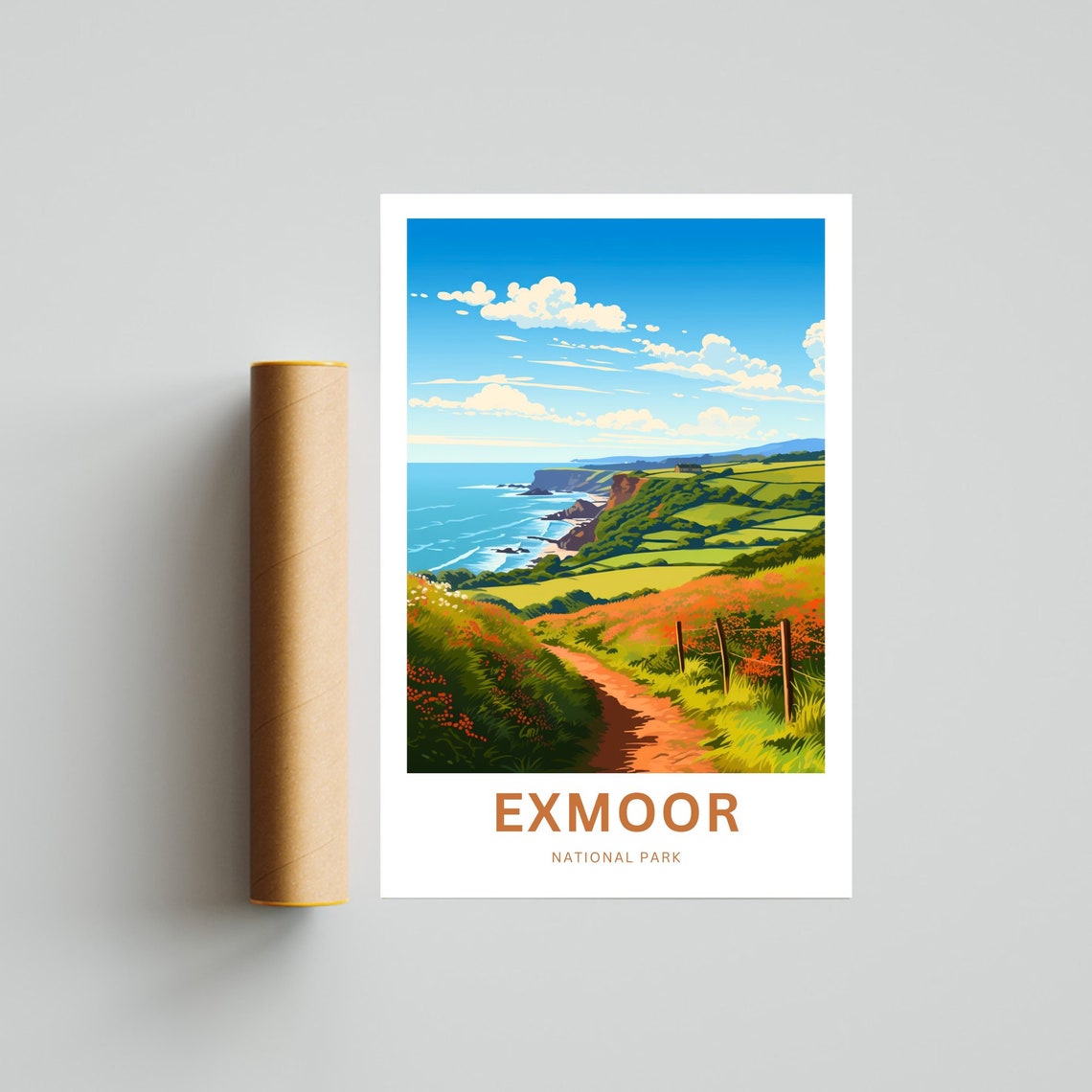 Personalized Exmoor National Park Coastal Path Custom Name Poster - Image 2