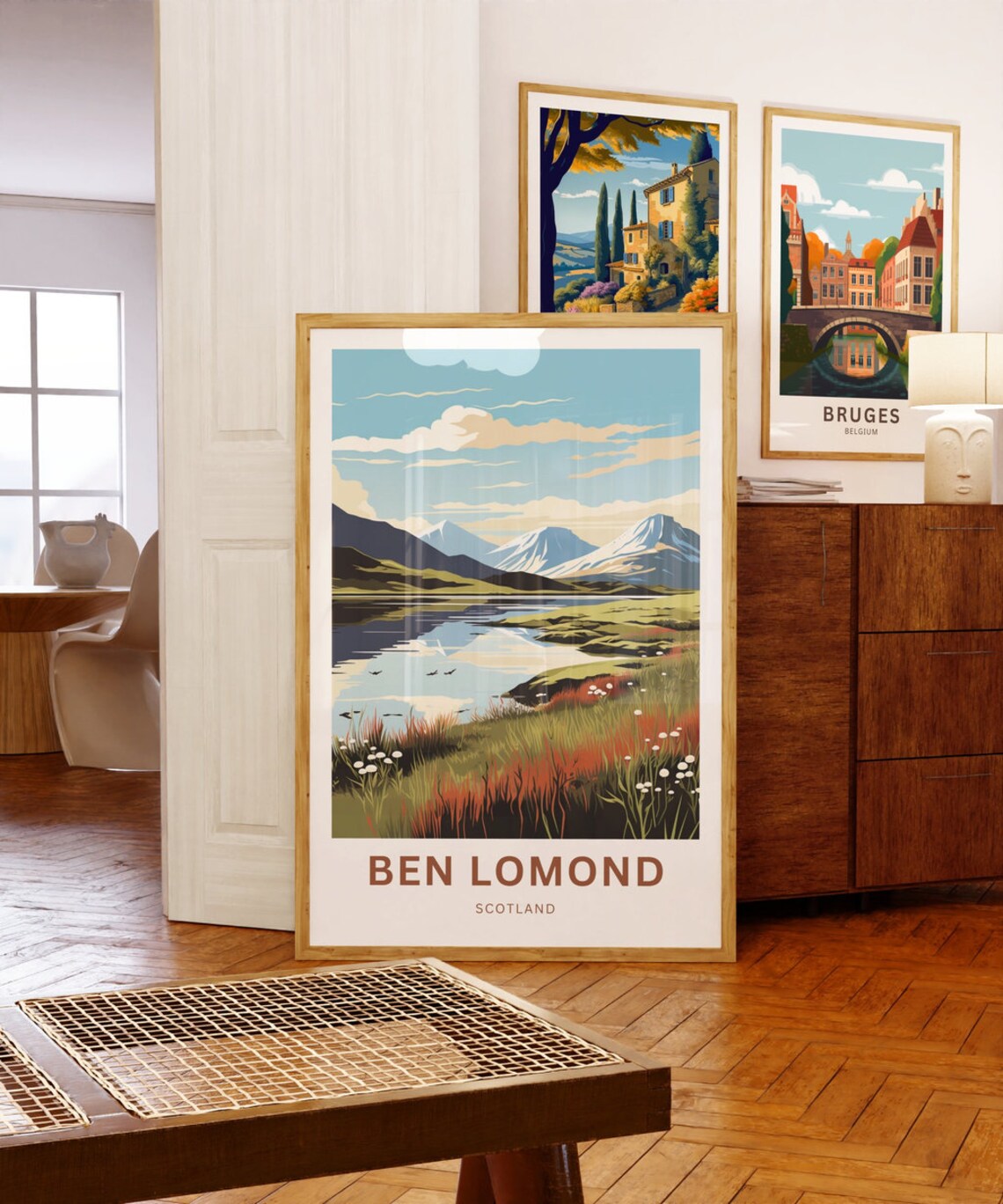 Ben Lomond Scotland Moorland Lake Sunset Hues Retro Mountain Poster - Image 5