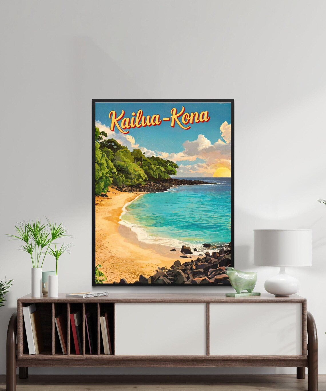 Kailua Kona Hawaii Sunset Beach Cove Turquoise Water Travel Poster - Image 2