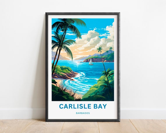 Carlisle Bay Carribean Travel Print Carlisle Bay Barbados Poster Barbados Wall Art Framed Present Gift Caribbean Present