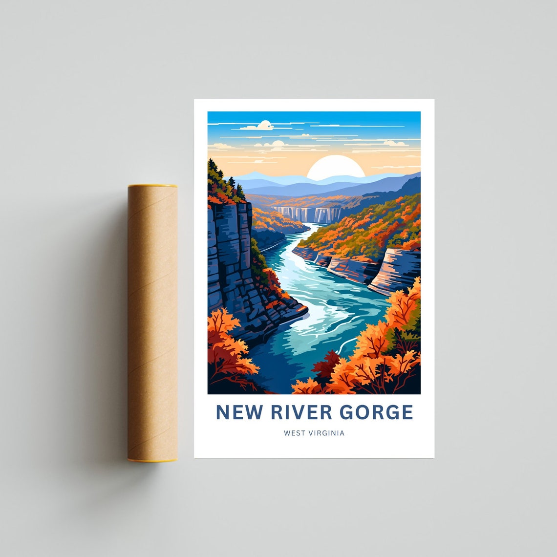 New River Gorge West Virginia River Canyon Vista Travel Poster - Image 4