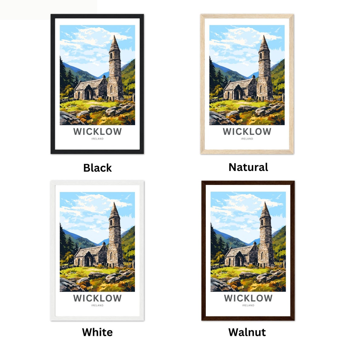Wicklow Ireland Round Tower Ancient Church Personalized Gift Poster - Image 2
