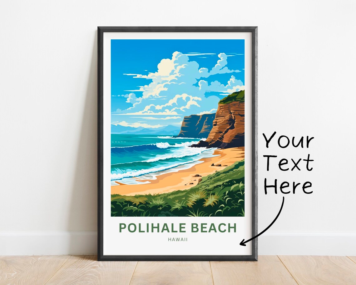 Personalized Polihale Beach Travel Poster, Hawaii