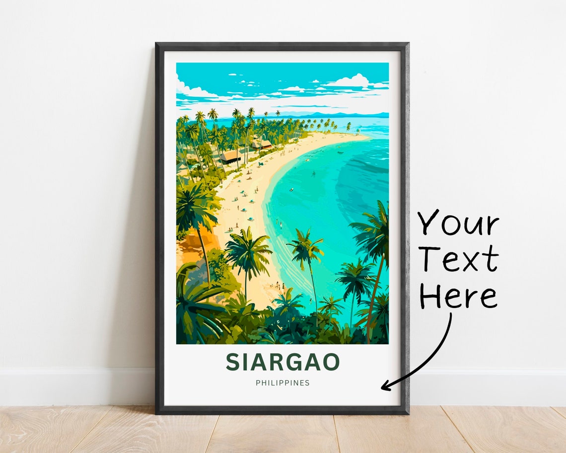 Siargao Golden Beach Turquoise Sea Palm Trees Philippines Poster