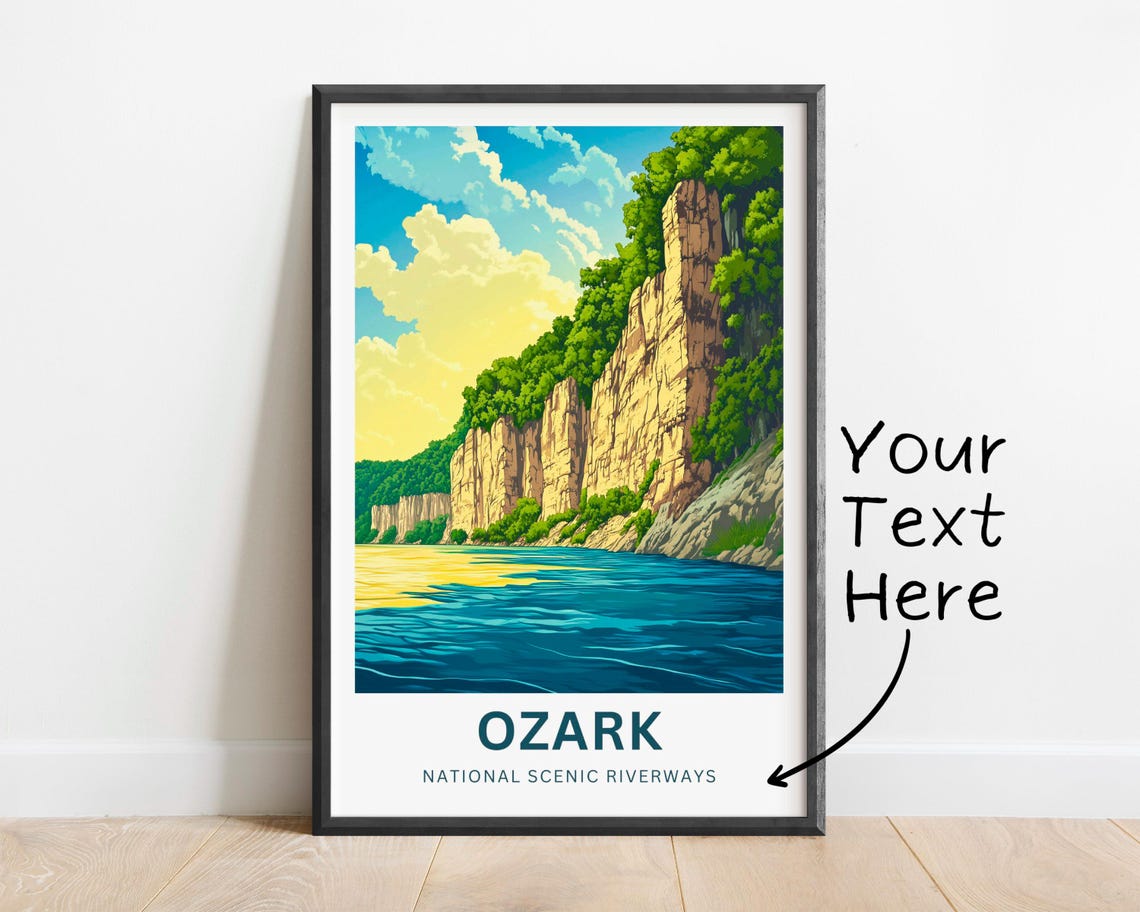 Ozark National Scenic Riverways Poster with Tall Limestone Bluffs Art - Image 3