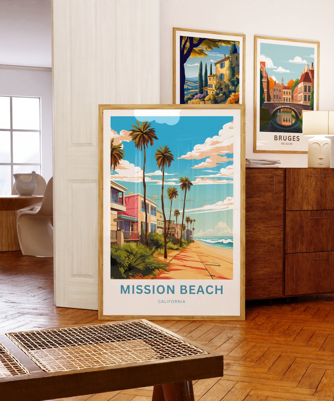 Mission Beach California Boardwalk Sunset Palm Row Travel Poster - Image 3