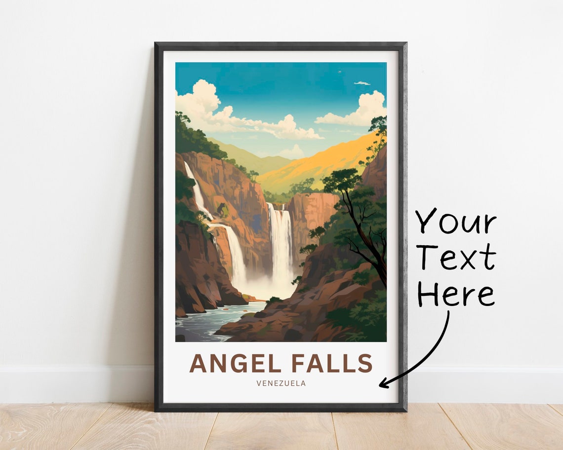 Angel Falls Venezuela Canyon Waterfall Scene Personalized Poster