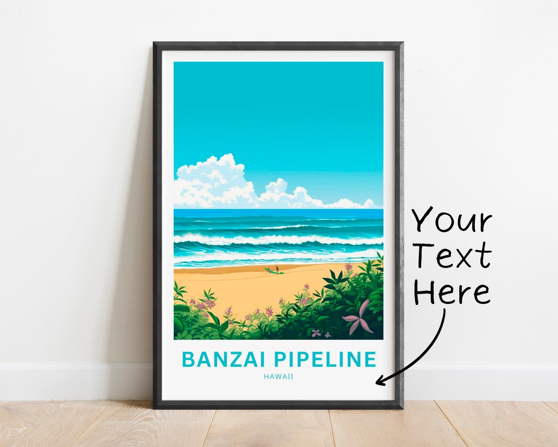 Personalized Banzai Pipeline Hawaii Surfers Custom Text Poster