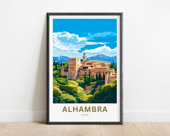 Alhambra Travel Poster, Spain Wall Art