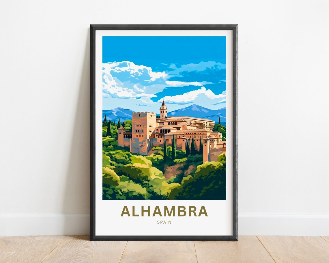 Alhambra Travel Poster, Spain Wall Art