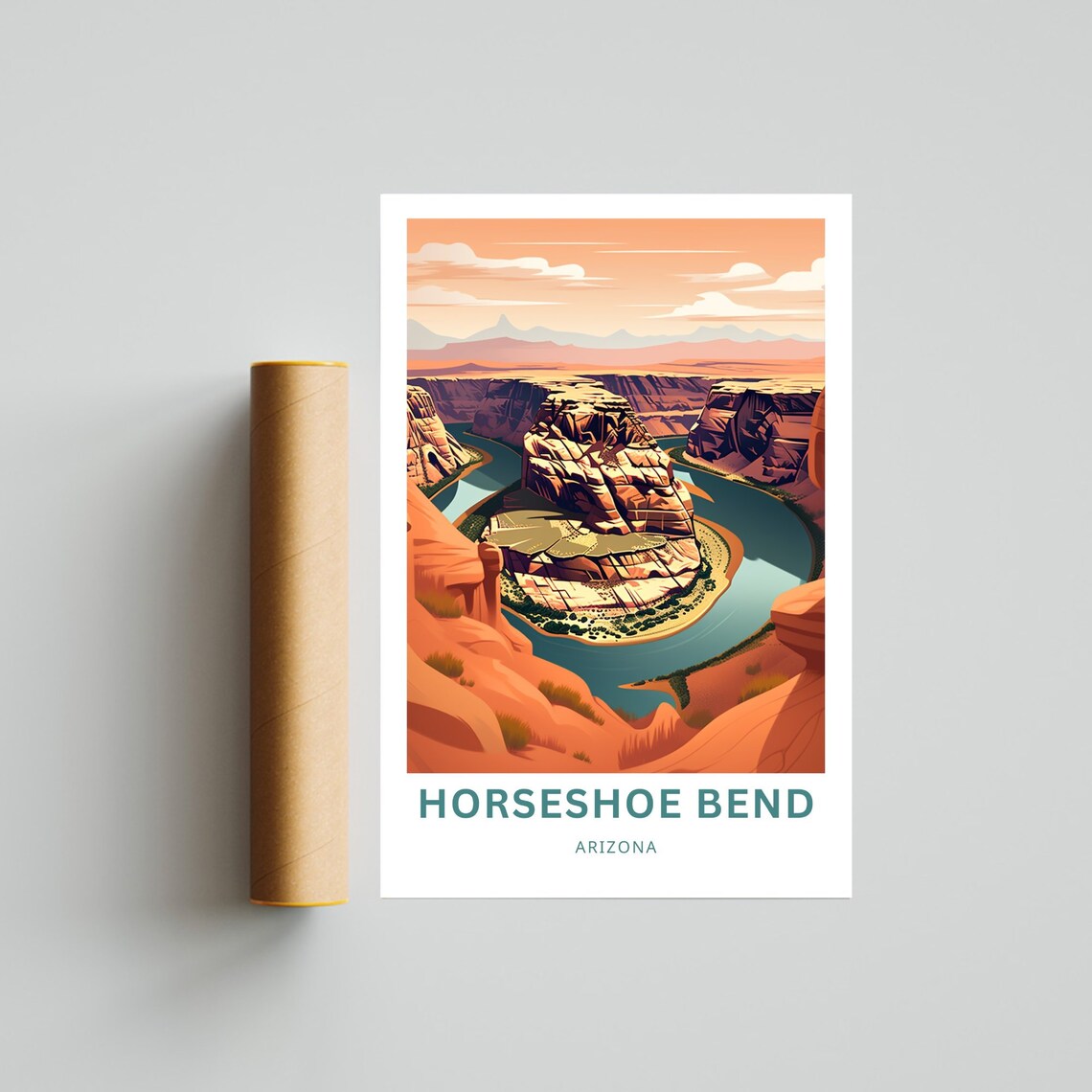 Horseshoe Bend Arizona Desert River Canyon Overlook Travel Poster - Image 2