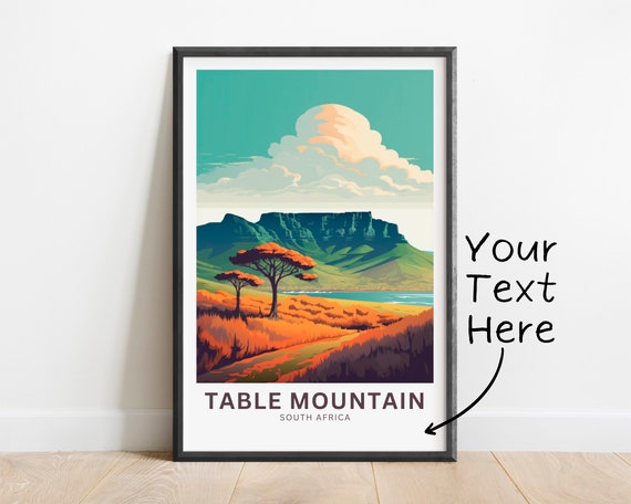 Personalized Table Mountain Print Table Mountain Poster South Africa Wall Art Framed Present Gift South Africa Present